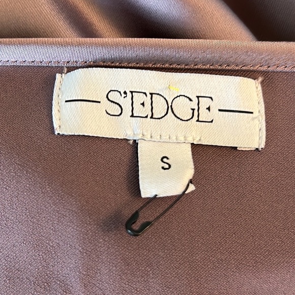 NWOT S’EDGE Light Purple Satin Double Fringe Flutter Sleeve Cropped Top - S - Picture 12 of 14